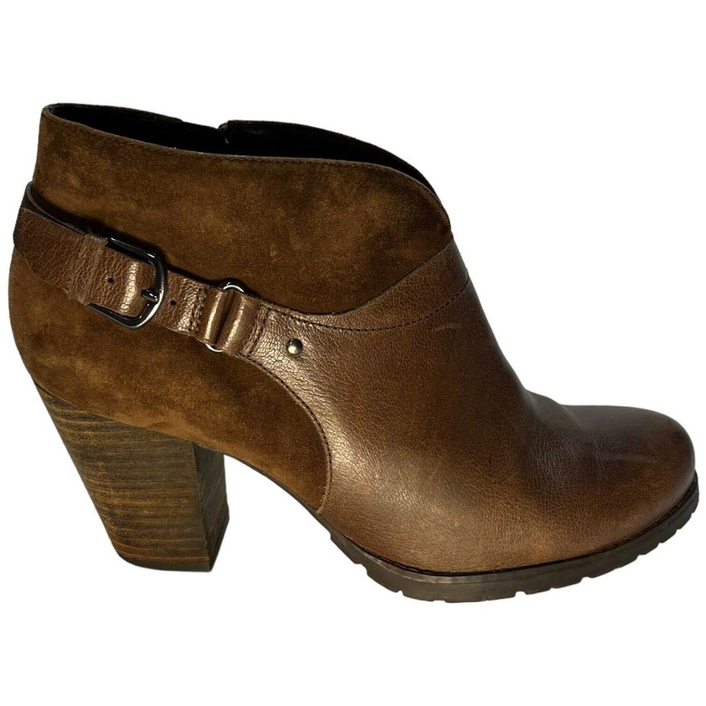 Clarks Artisan Mission Parker Leather Heeled Ankle Chelsea Bootie Brown 7.5 - Picture 1 of 14